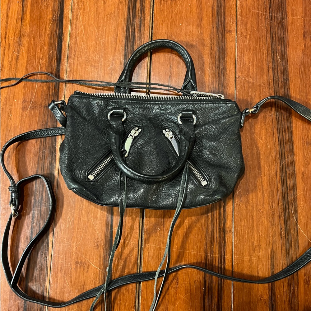 Rebecca minkoff micro moto satchel crossbody purse 100% real pebbled leather